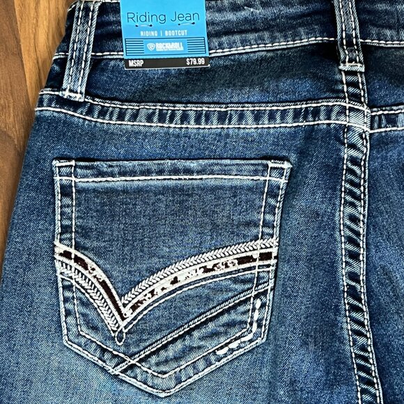 Rock & Roll Denim Midrise Bootcut Cowhide Pocket Women's Riding Jeans 26x34 NEW - Picture 7 of 10